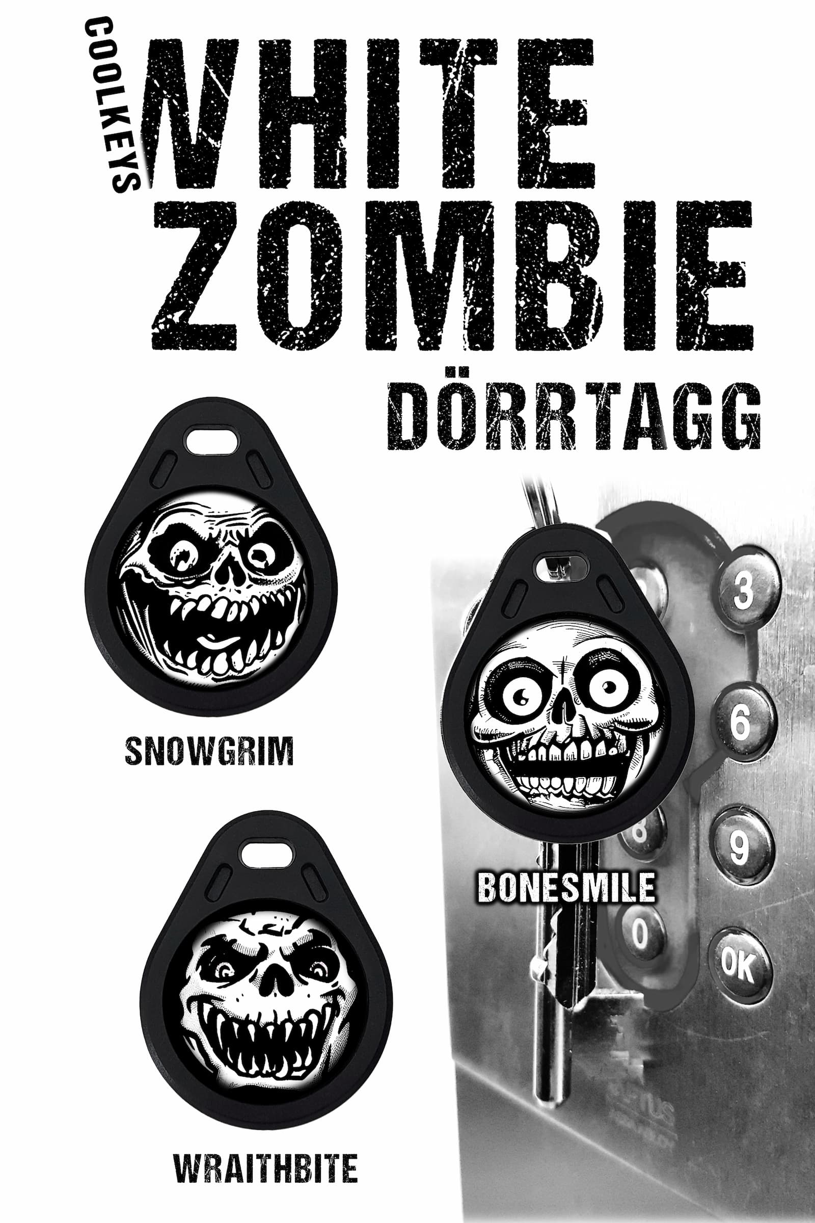 skull zombie rfid tag