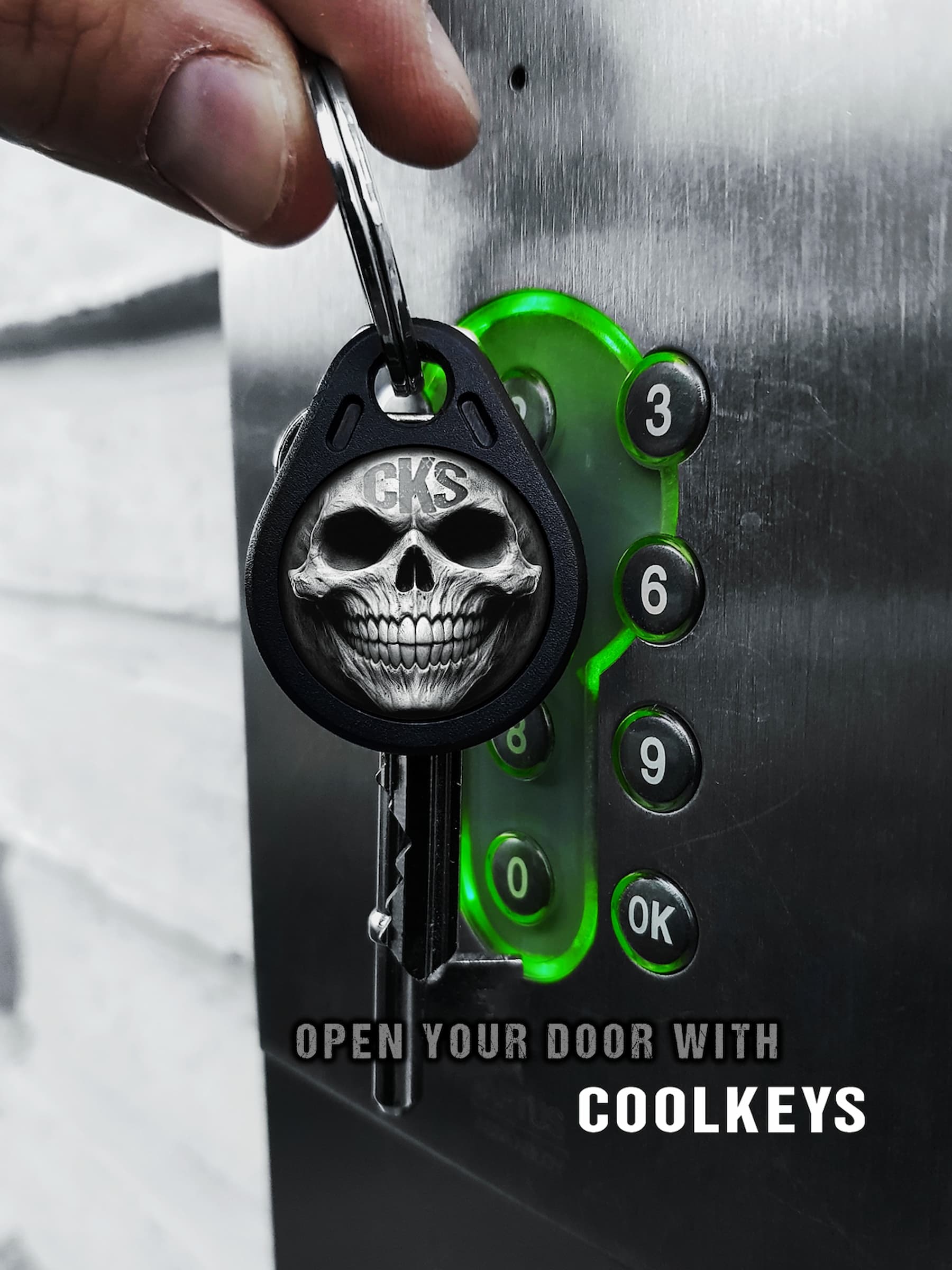 cool rfid tag fob key skull design