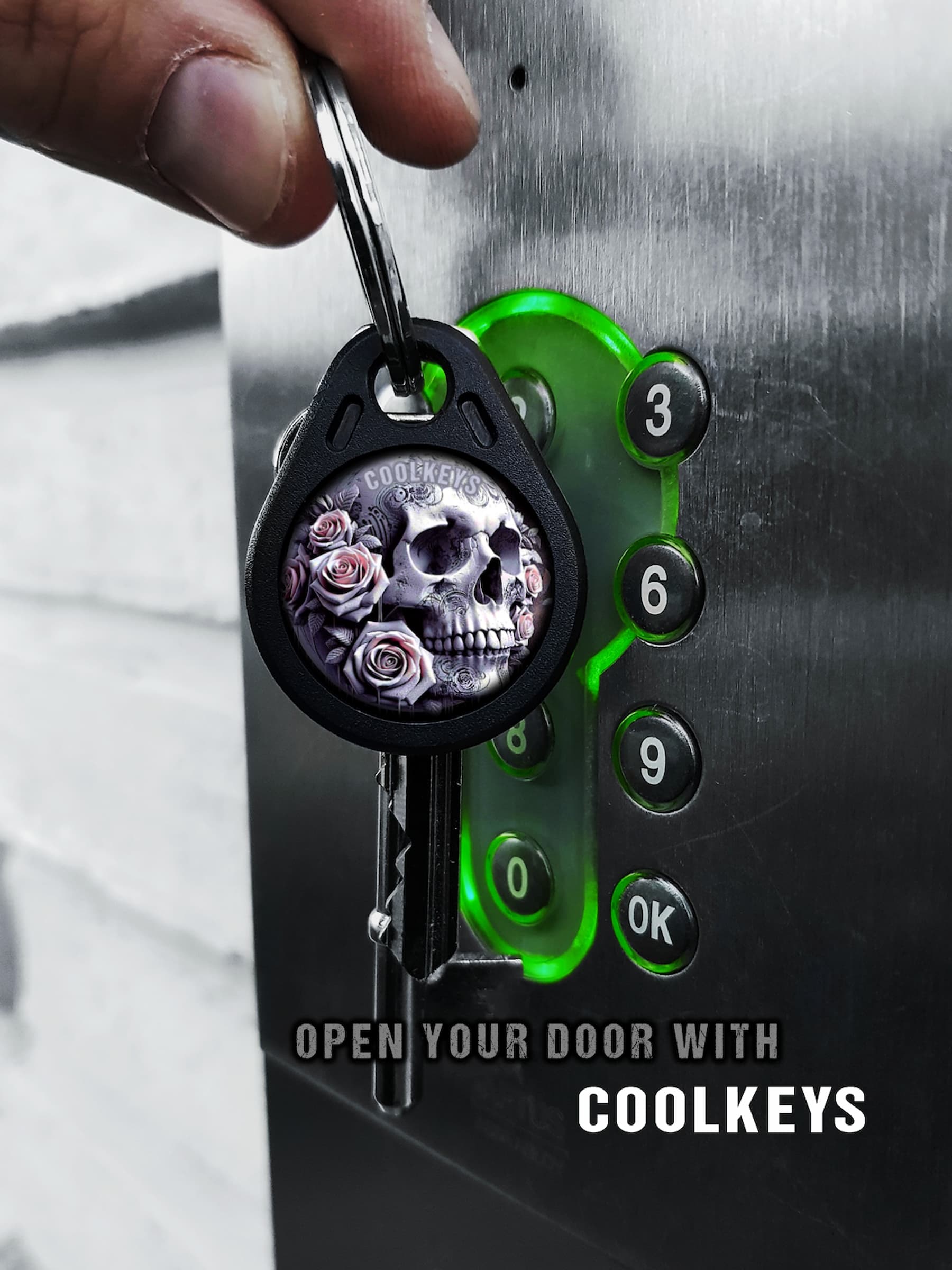 cool rfid tags skull roses