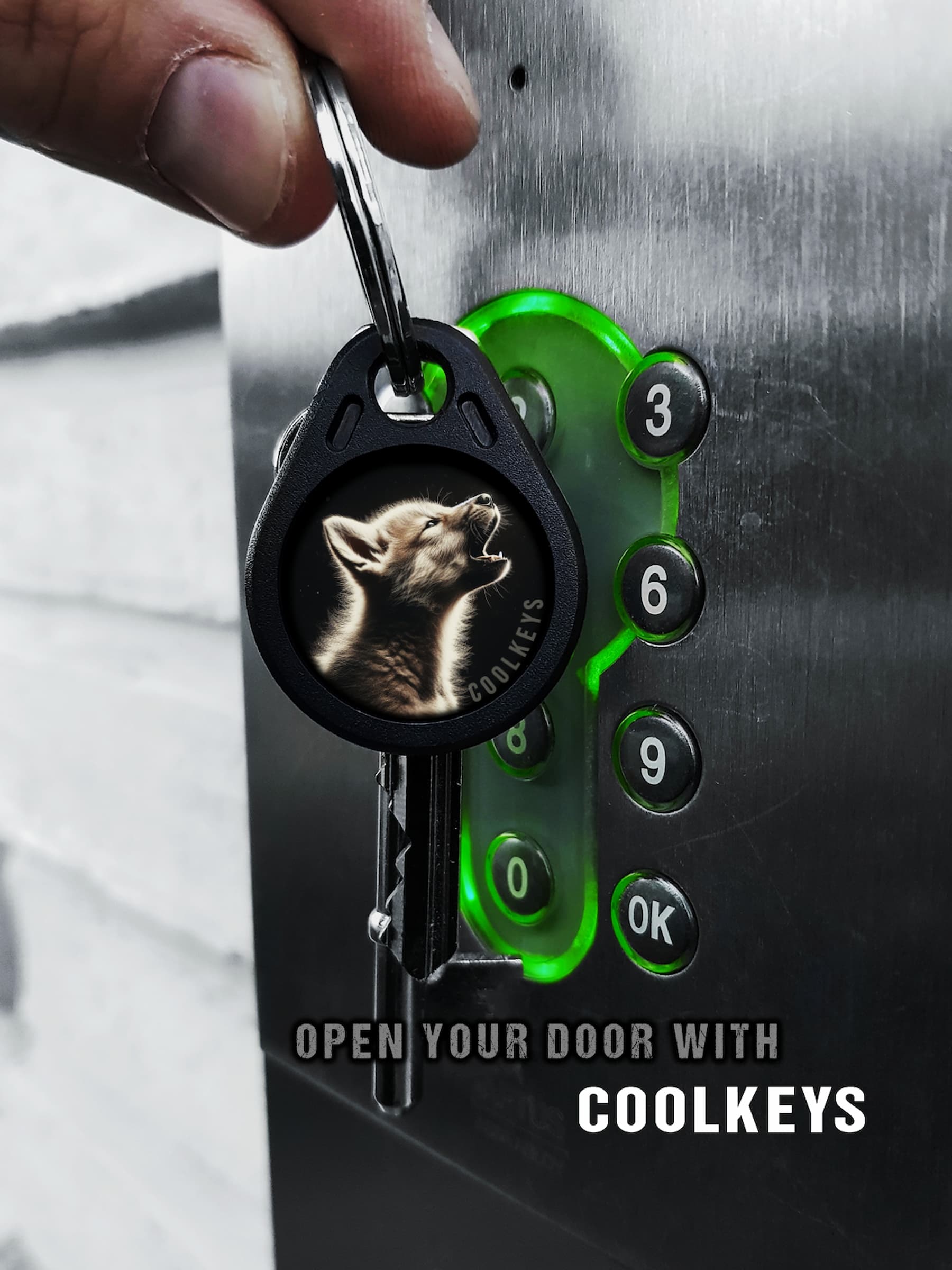 cool rfid tags key wolf puppy cub