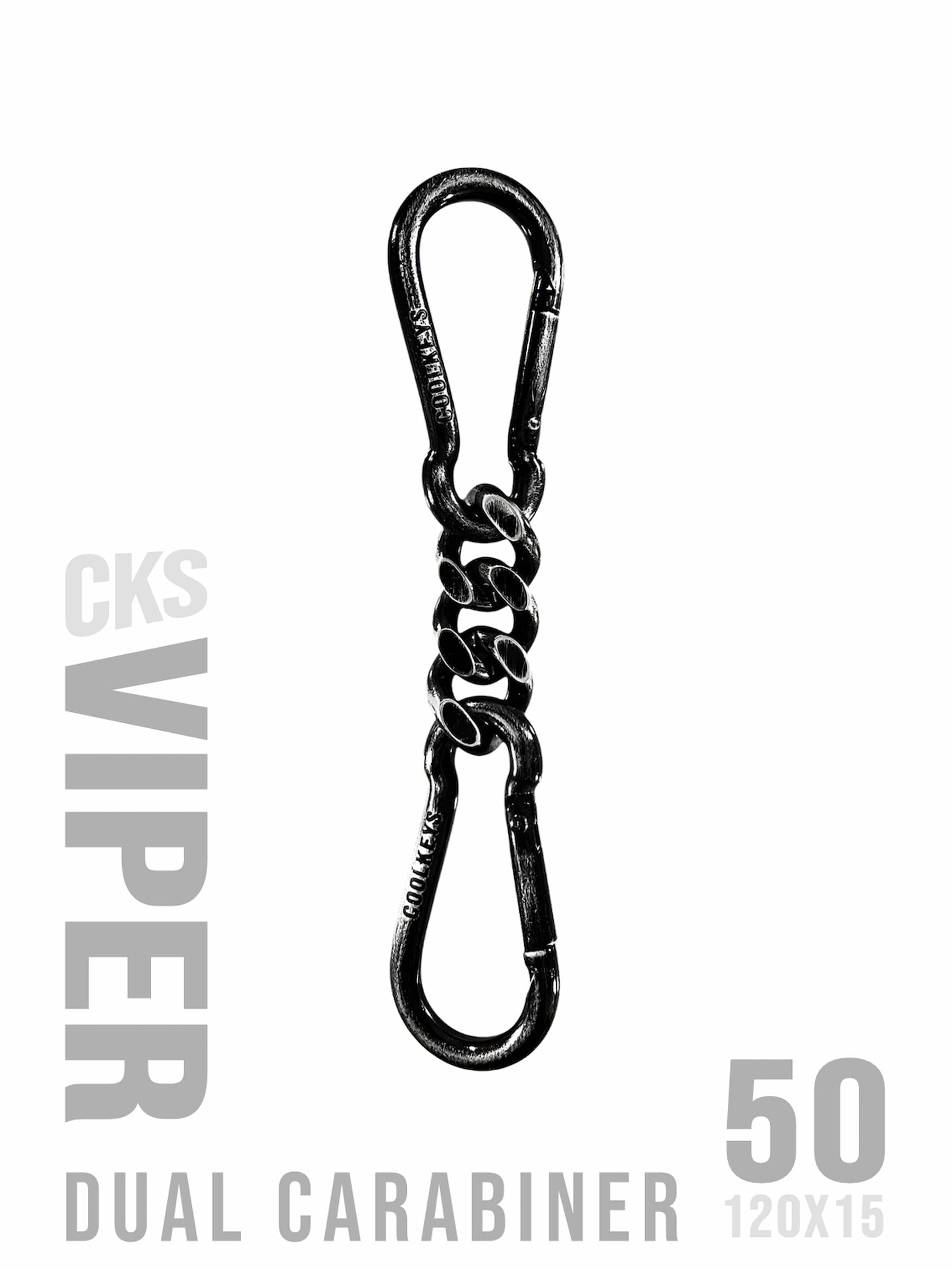 grov kort nyckelkedja karbinhake svart